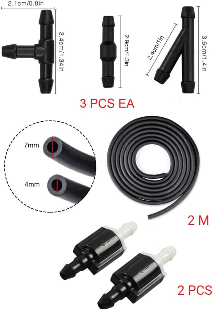 Click&Fit Windshield Washer Nozzles Kit replacement for Ford Fiesta 2011-2022, Transit 2015-2022, F250 F350 F450 F550, Ecosport – Wiper washer sprayers repair replases BE8Z-17603-A (Extended Kit) - Image 3